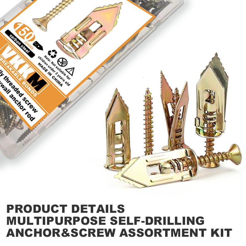 150 Colored Zinc Expansion Bolt Sets, Suitable for Home Decoration and Industrial Applications.