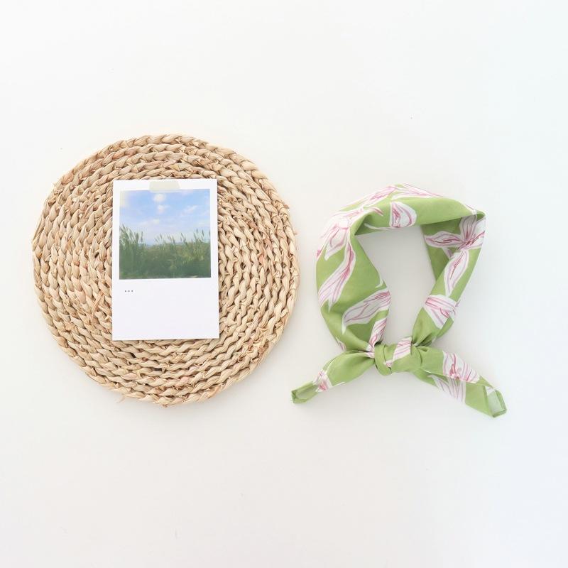 100% Cotton Kerchief Floral Thin High-Grade Silk Scarf Travel Scarf Decorative Western Style Scarf for Women Small Sqare Scarf