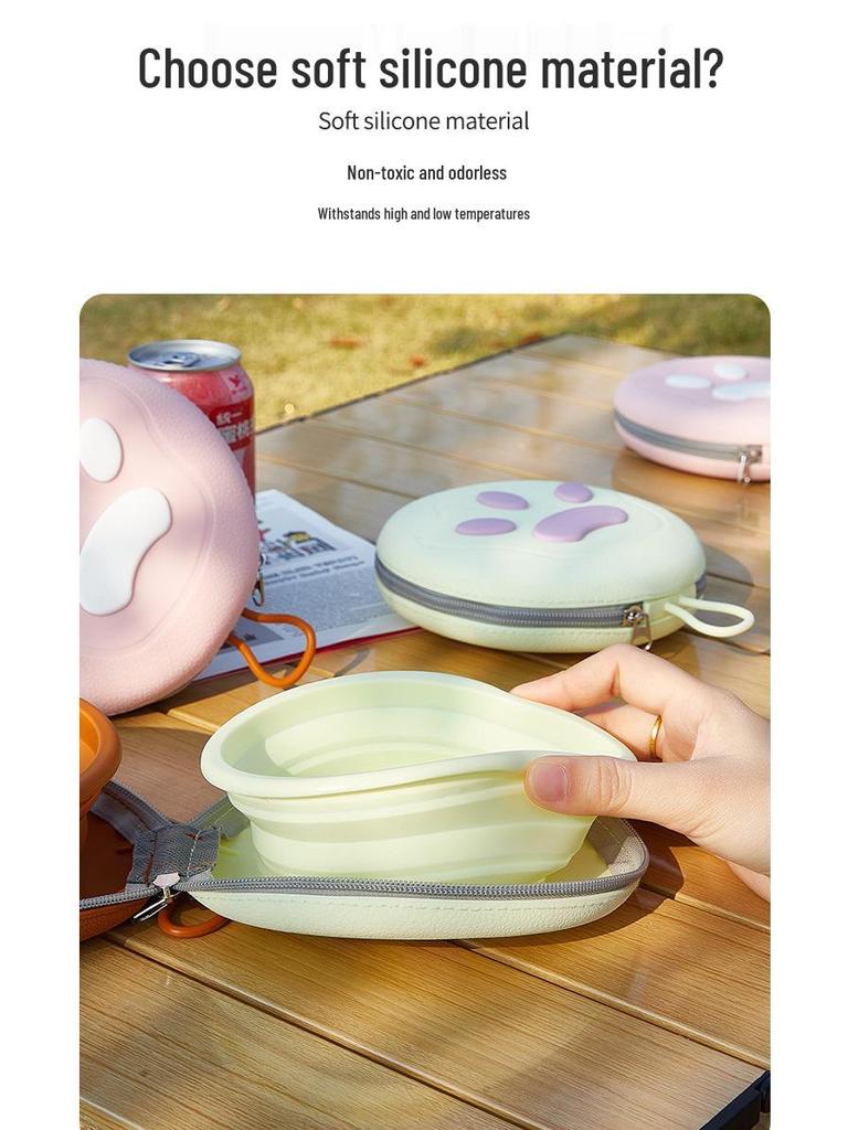 New Foldable Double Dog Bowl: Integrated Design for Outdoor Pet Feeding