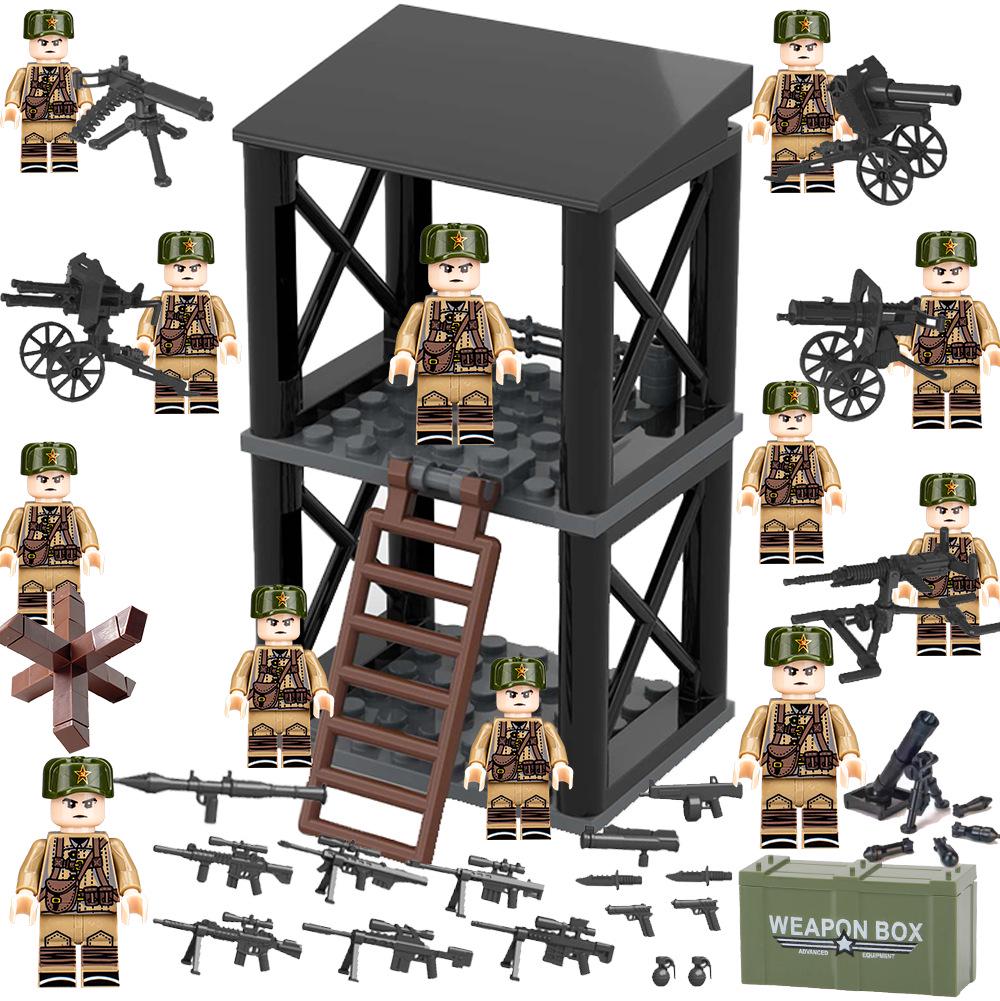 WWII Military Building Blocks: US, German, British Army Figures with Heavy Weapons & Sniper Educational Toys.