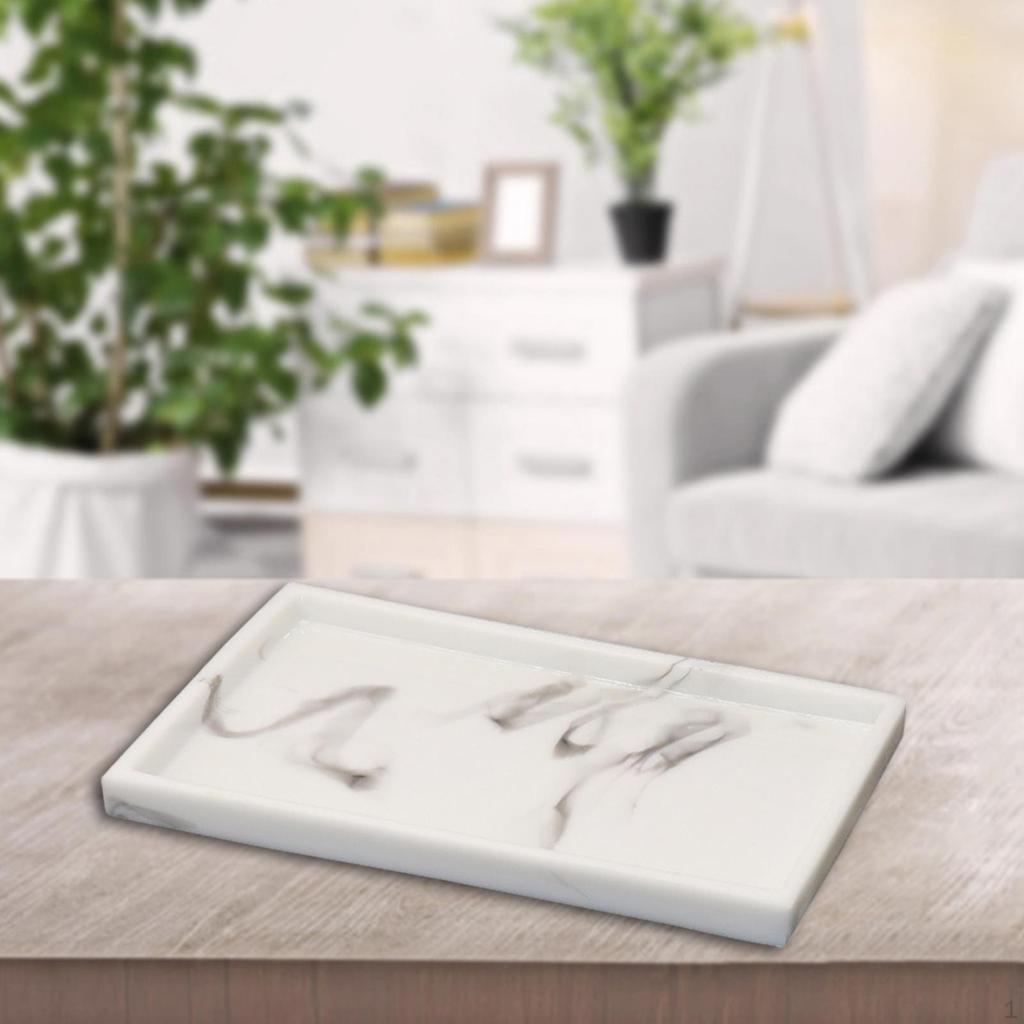 Marble Resin Handmade Bathtub Tray Rectangular Countertop Dish Dispenser for Jewelry Candles Soap