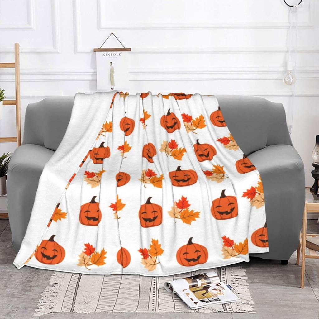 Halloween Ghost Pumpkin Cartoon Digitalprinted Polyester Velvet Flannel Cover Blanket Fleece Soft Sofa Cover Blankets for Beds