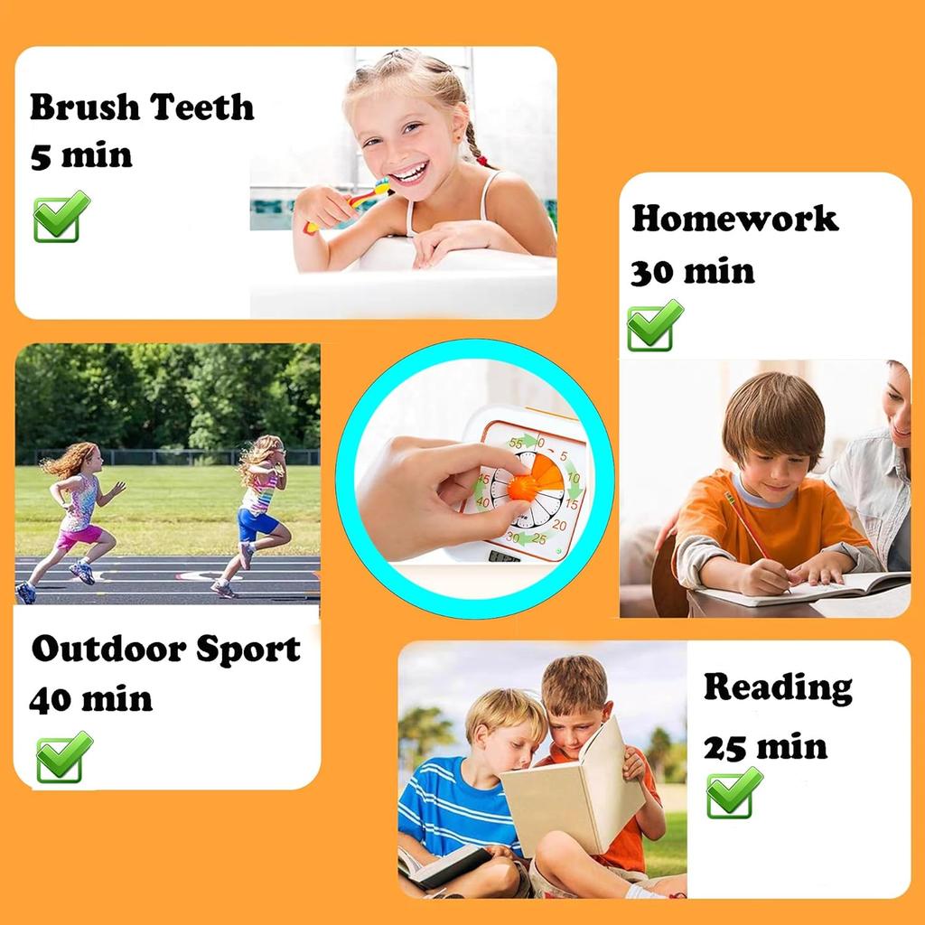 Chargeable Task Timer, to-do List with Visual Timer for Adults and Students, Daily Chore Board for Kids, 60-Minute Visual Timer for Classroom, Office