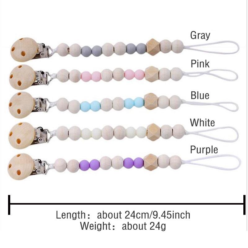 2 Pack Pacifier Clips for Baby Girls Pacifier Holders Wooden Paci Binky