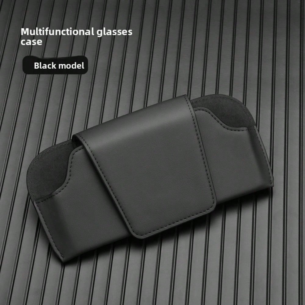Multifunctional car glasses clip car glasses holder leather car sun visor storage box car sunglasses clip card clip 1pc чёрный