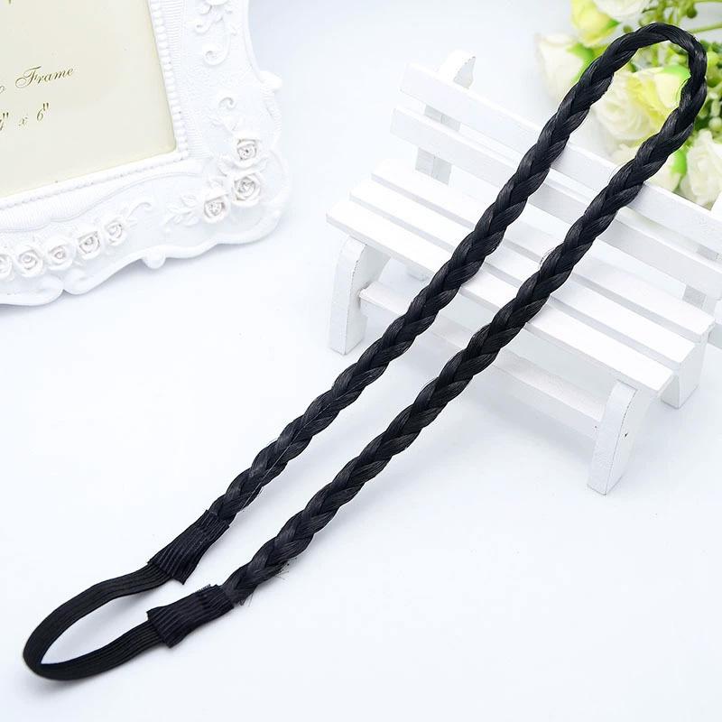 1Pc Headwear Elastic Hair Accessories Personality Plaited Headband Fashion Simulation Synthetic Hair Double Braided Hair Band