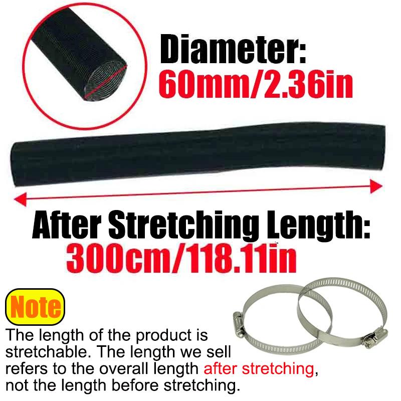 25mm 42mm 60mm 50mm 75mm 80mm Air Diesel Parking Heater Duct Pipe Tube Hose 3M 5M Length With 2 Clamps For Webasto Eberspacher