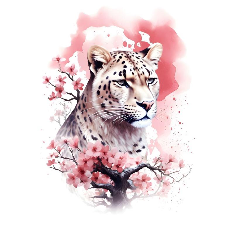 Aquarell-Poster mit Tieren, rosa Blumen, Eule, Hirsch, Pferd, Otter, Tiger und Koala – Leinwandbild, Wanddekoration für Wohnzimmer und Zuhause