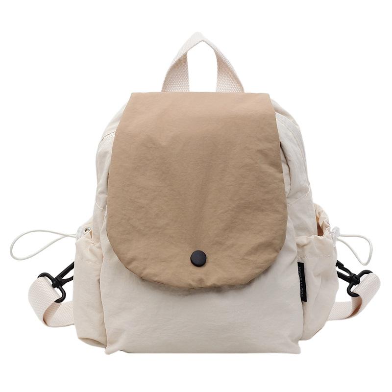 College Student Class for Women's Backpack Canvas Lightweight Small Schoolbag Casual Contrasting Color Handbag Women