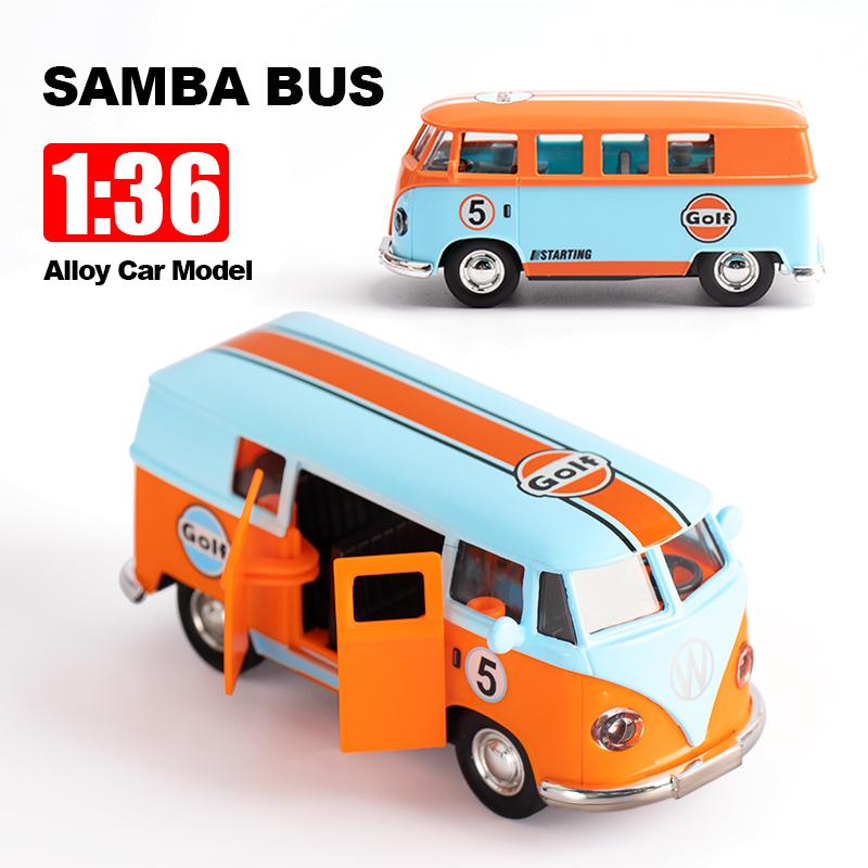 1:36 Golf Bus High-Quality Toy Car Alloy Van Car Model Open Door Pull Back Retro Children's Toy Car Ideal For Gifts
