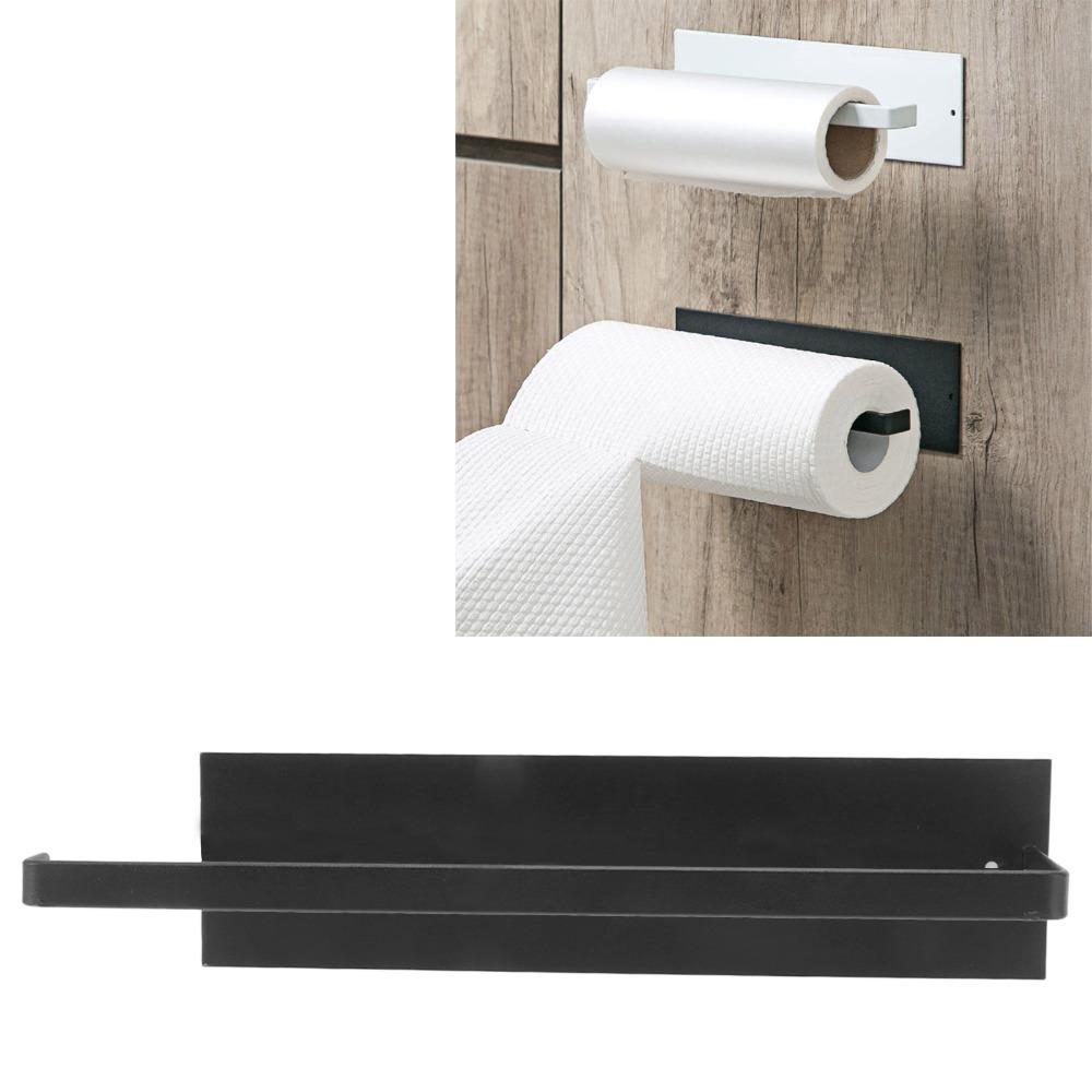 Carbon Steel Paper Towel Holder Wall Mounted Towel Bar Rack Paper Towel Roll Rack Space Saving