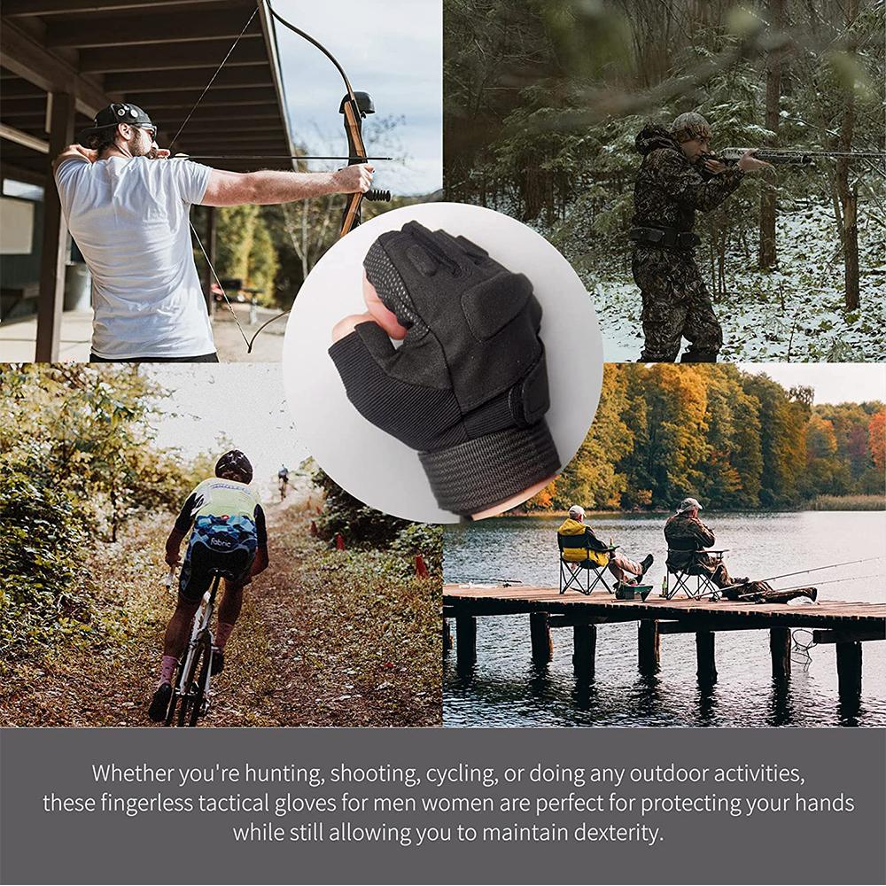 Pair Fingerless Summer Tactical Gloves Black For Hunting Motorcycling Climbing