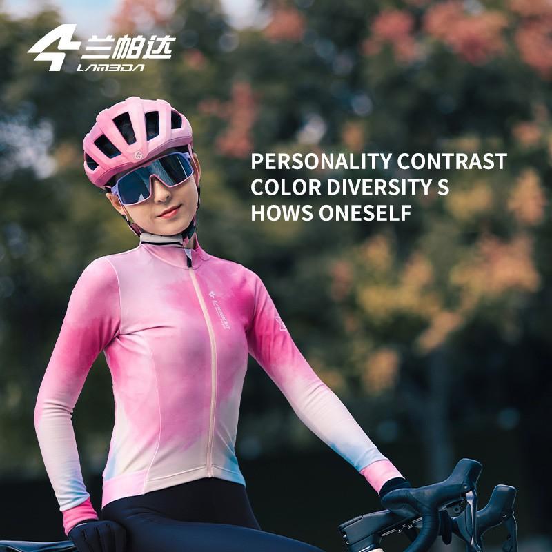 Women Winter Fleece Cycling Jersey Long Sleeve Full Zip Bike Top With Rear Pockets Road Biking Apparel