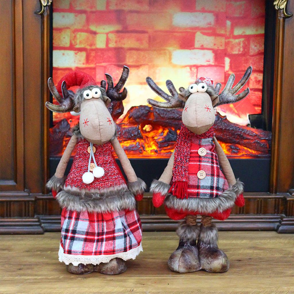 Christmas Ornaments Xmas Long Stretchable Leg Reindeer Plush for Doll Gifts