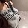American lazy wind letter slanted shoulder sweater women's spring and autumn gray niche loose and thin sweet and spicy off-the-shoulder