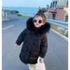 New Girls'cotton-Padded Clothes Children Thickened Keep Warm Pure Color Cute Coat
