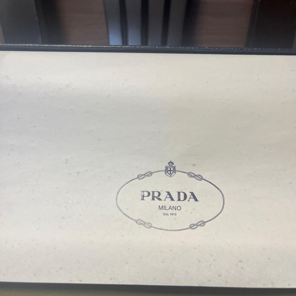 Used PRADA Saffiano Leather Long Wallet Light Blue