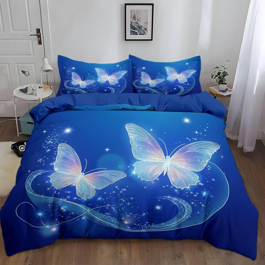 Doublesided Duvet Cover Fantasy Art Watercolor Butterfly Microfibre Bedding Sets, Bedding Fantasy Butterfly Duvet Cover Sets