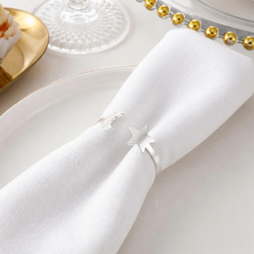 6 PIÈCES Boucle de Serviette Étoile Minimaliste Or/Argent Porte-Serviette de Table Mariage