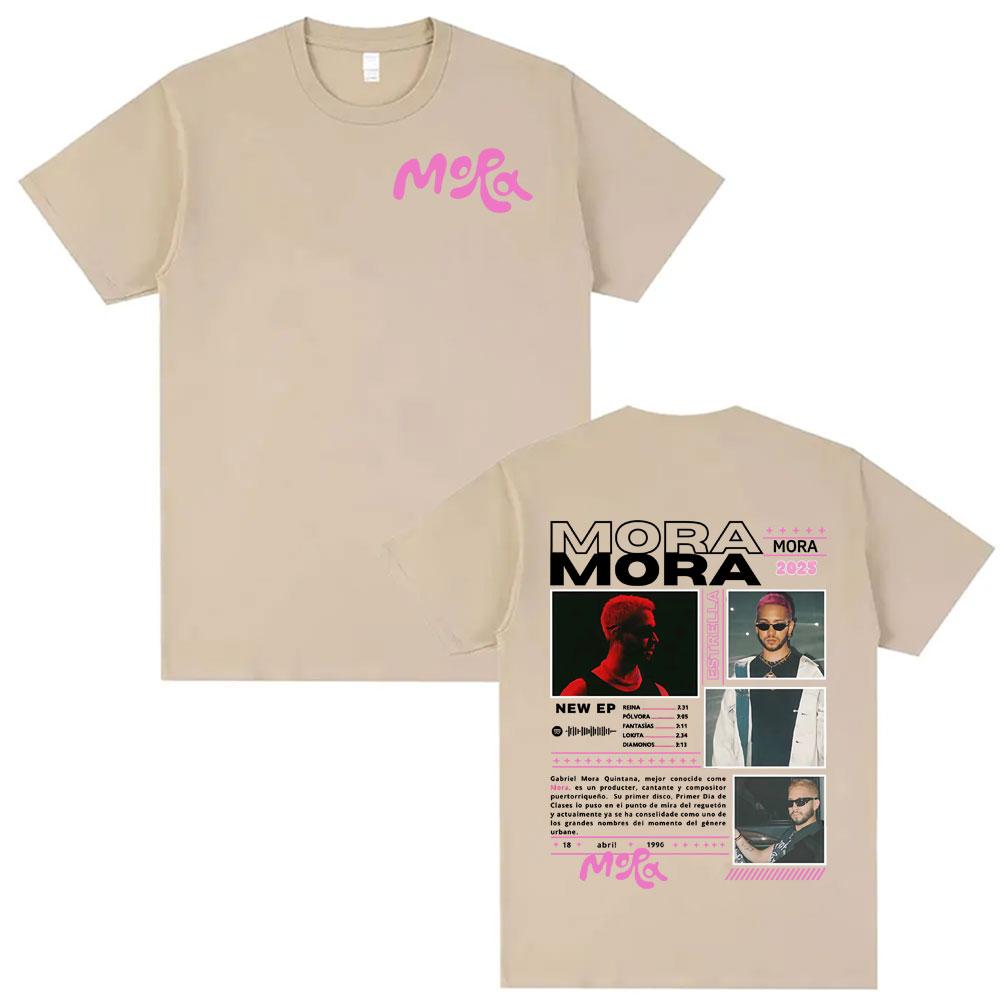 Rap Singer Mora Album Tour 2025 Summer Pattern Mens Womens High Street Retro Oversized Tshirt Fashion Hiphop Cotton Tshirt