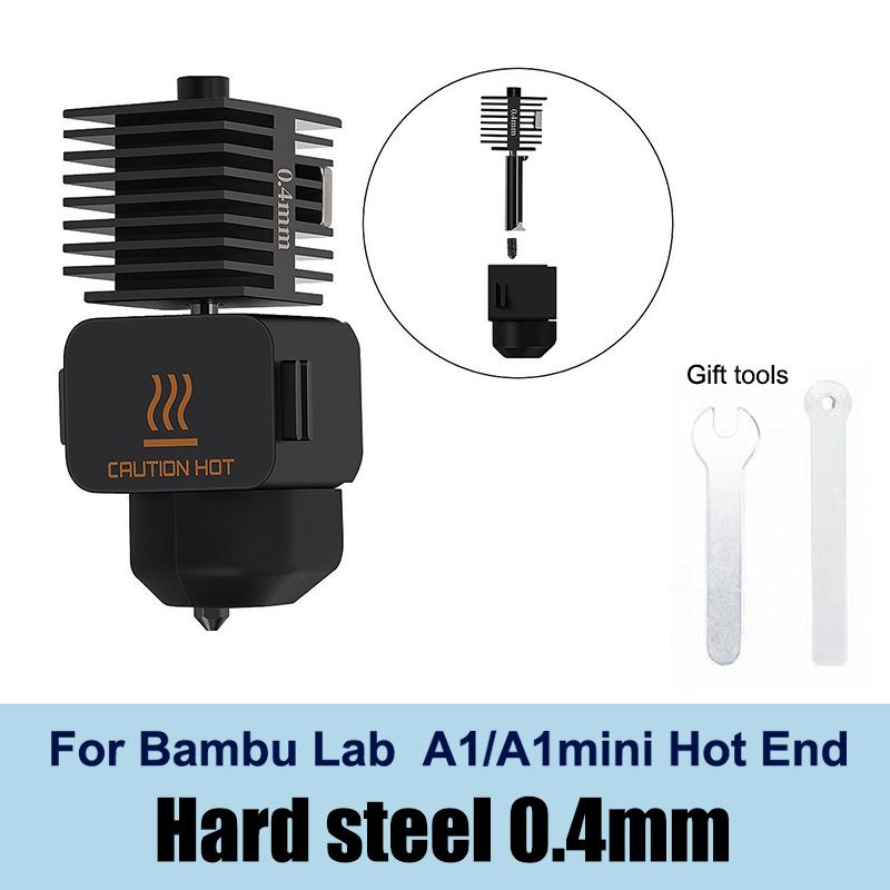 For Bambu Lab A1/A1 Mini Hotend Kit Fast Speed Printing Head Assembly Thermistor Heater 0.2/0.4/0.6/0.8mm Hardened Steel Nozzle