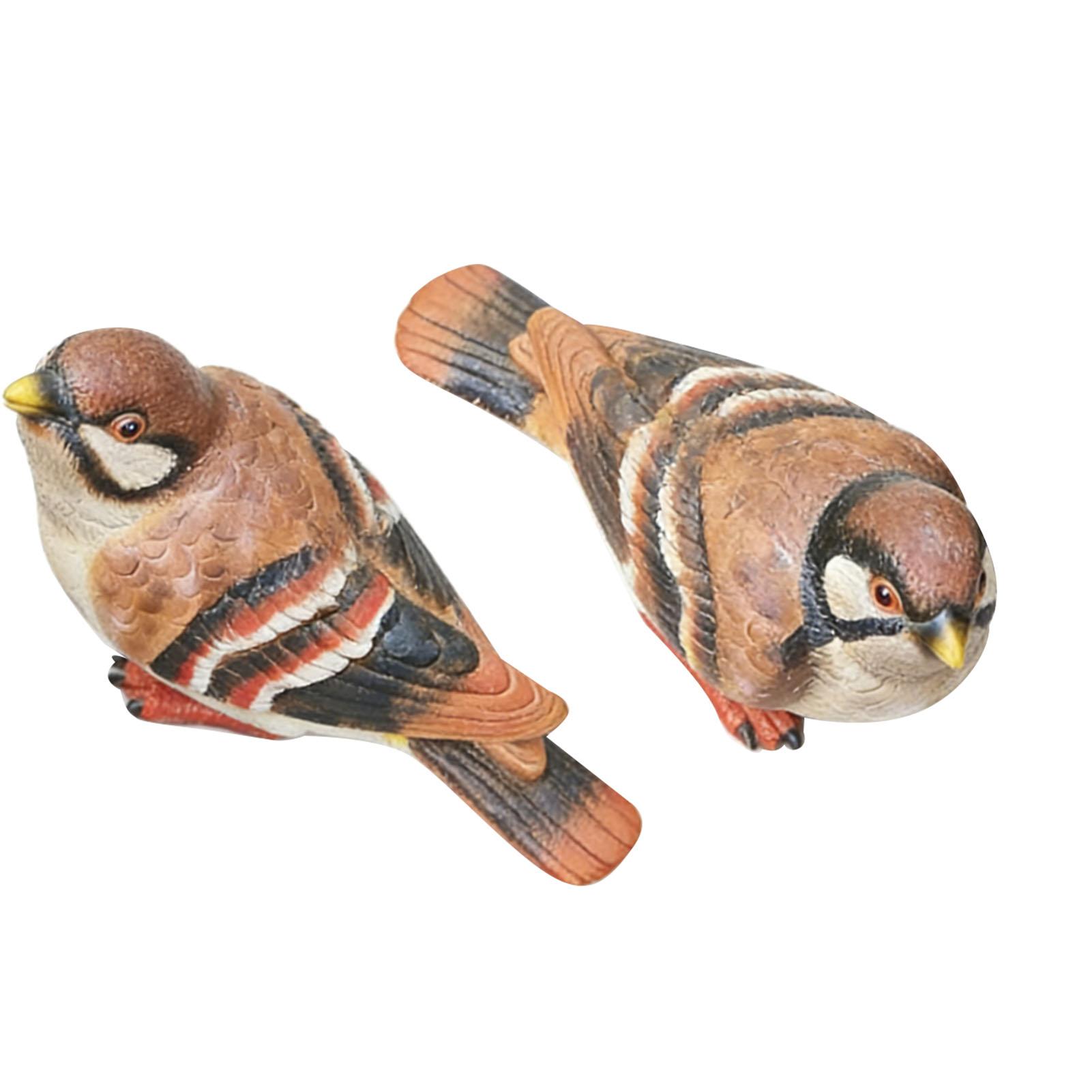 

1 Pair Bird Ornaments Water Proof Resin Compact Bird Statues for Outdoor Flowerpot Bookshelf Decor