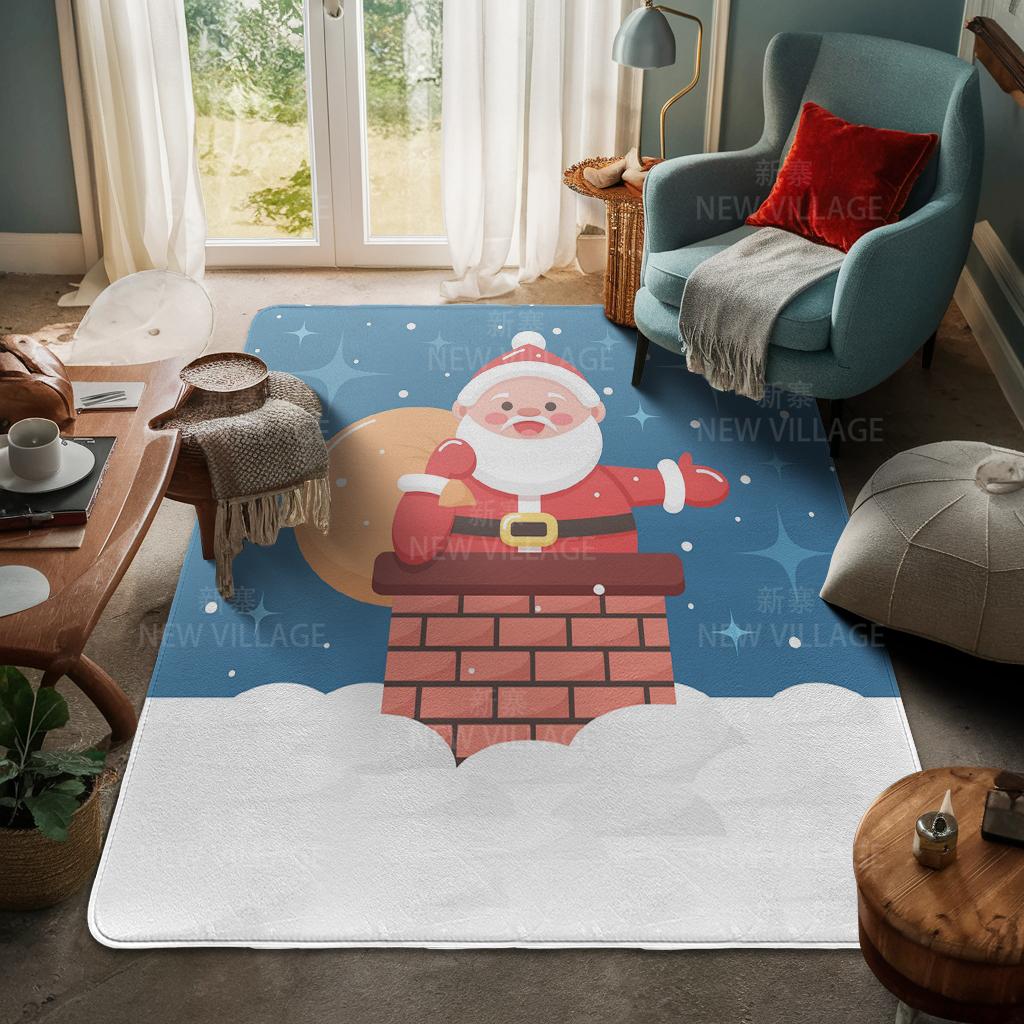 House Entrance Carpet Home Door Mat Living Room Bath Foot Bathroom Non-slip Water Absorption Rugs Bath Merry Christmas Winter