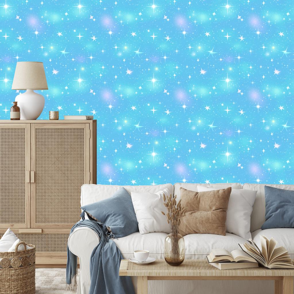 Watercolor Galaxy Wallpaper Turquoise and Azure for Living Room and Bedroom 50x1000