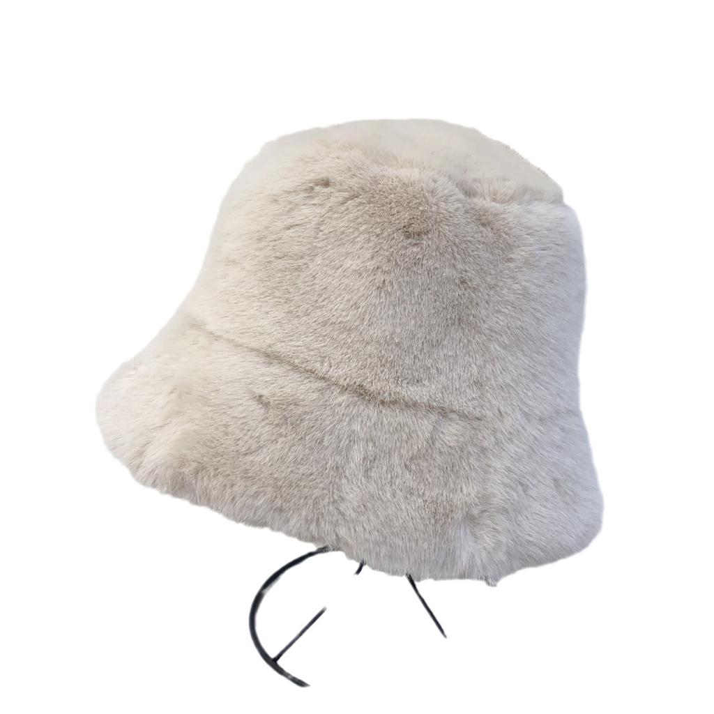 Ins classic imitation mink plush hat women's winter warm eaves fashion fur bucket hat