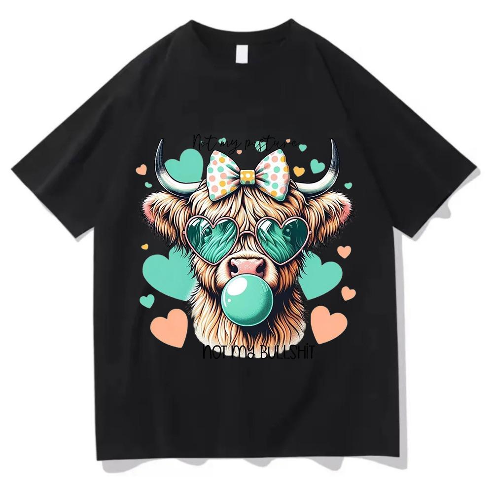 

Highland Cow Floral Crown Animal Printed T Shirt Women Clothes Summer Fashion Tops Tee Shirt Femme Harajuku Shirt Y2k T Shirt 4XL