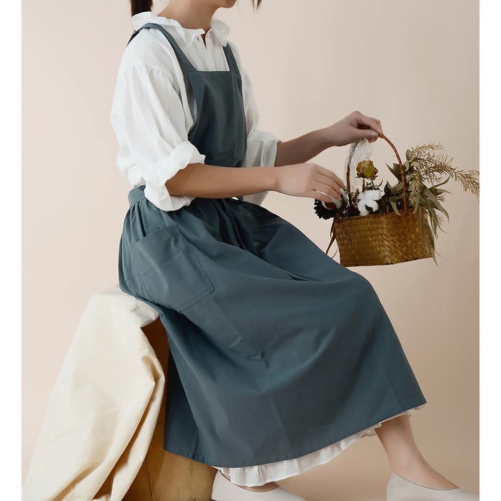 Cotton Linen Apron With Front Pocket Comfortable Breathable Fabric For Cooking And Baking Coffee Restaurant Waterproof