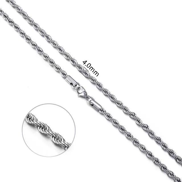 ALIZERO 925 Silver 2MM/3MM/4MM Twisted Rope Chain Necklace For Women Man Silver Necklaces Fashion Wedding Party Jewelry Gifts