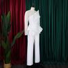 Salopete de lux pentru femei, talie înaltă, elegante, cu gât O, cu mărgele, mâneci transparente, salopete de petrecere de ziua de naștere pentru femei