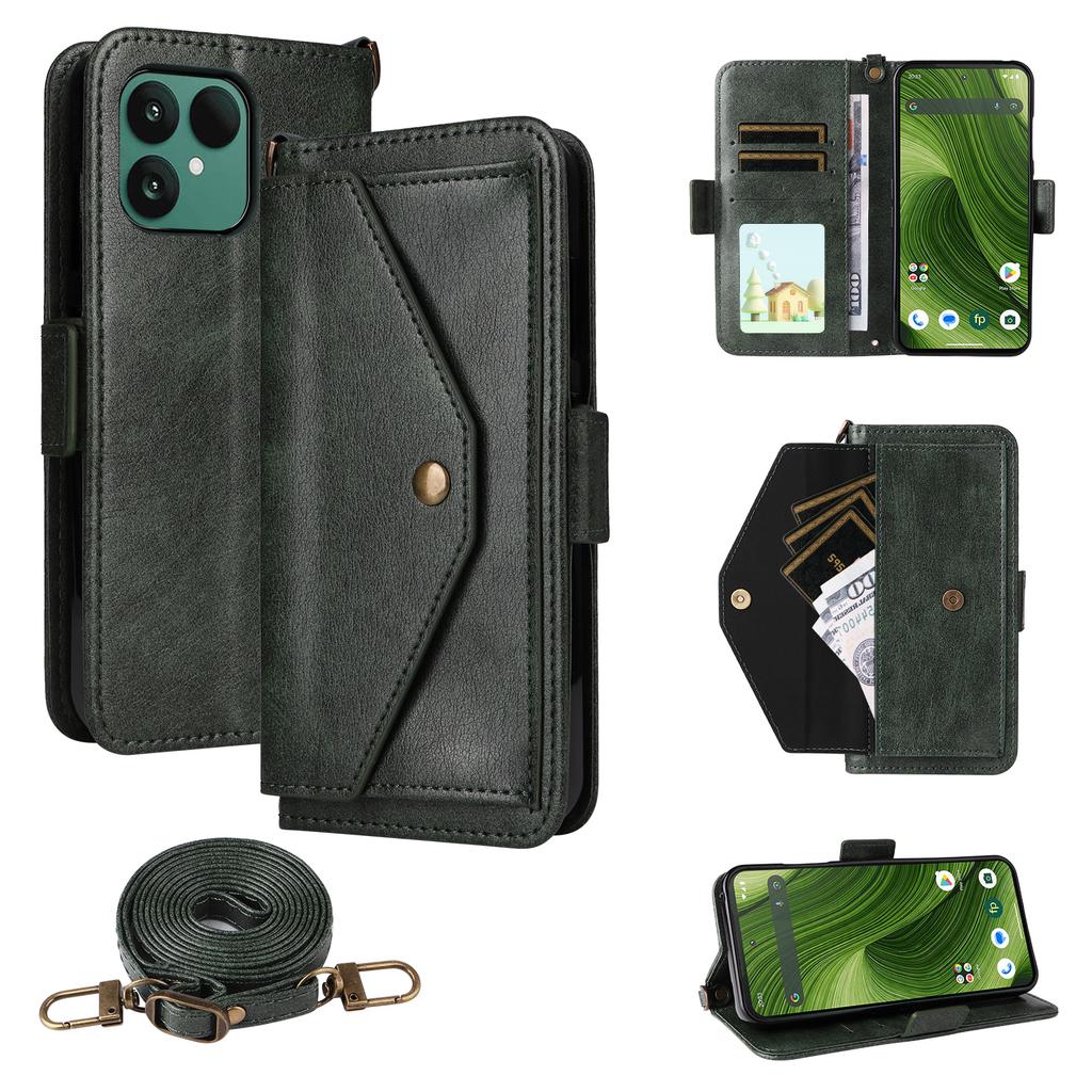 Pro Fairphone 6 Kožené pouzdro Magnetické zavírání Peněženka Stojánek Kryt na telefon s popruhem crossbody