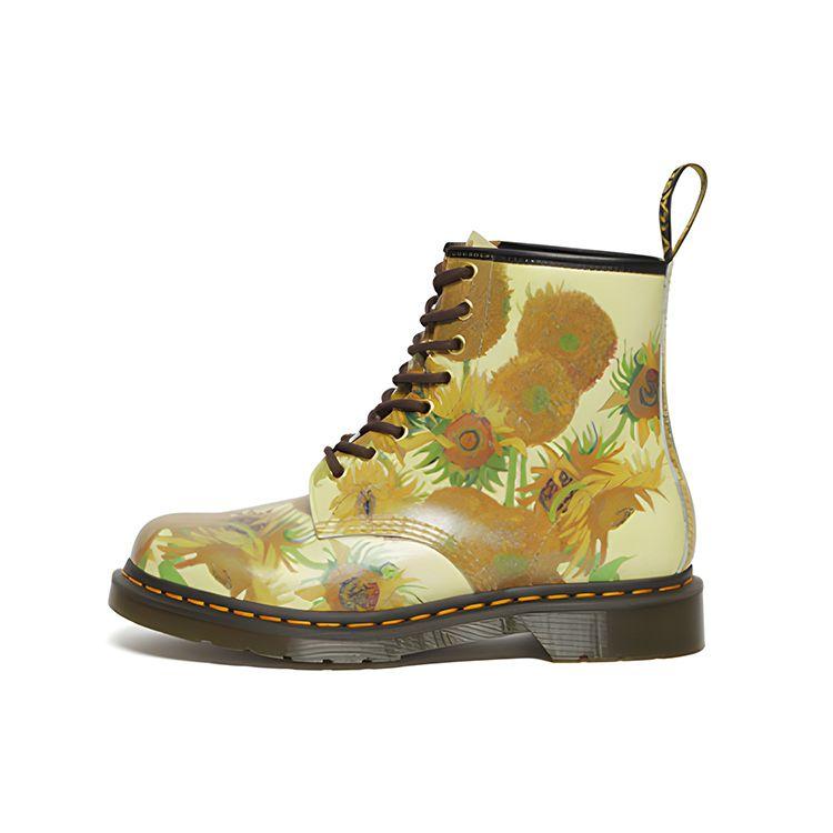 Dr. Martens Tng X  1460 Leather Sunflower Print 8-Hole Short Boots Unisex Boots Yellow 27928102