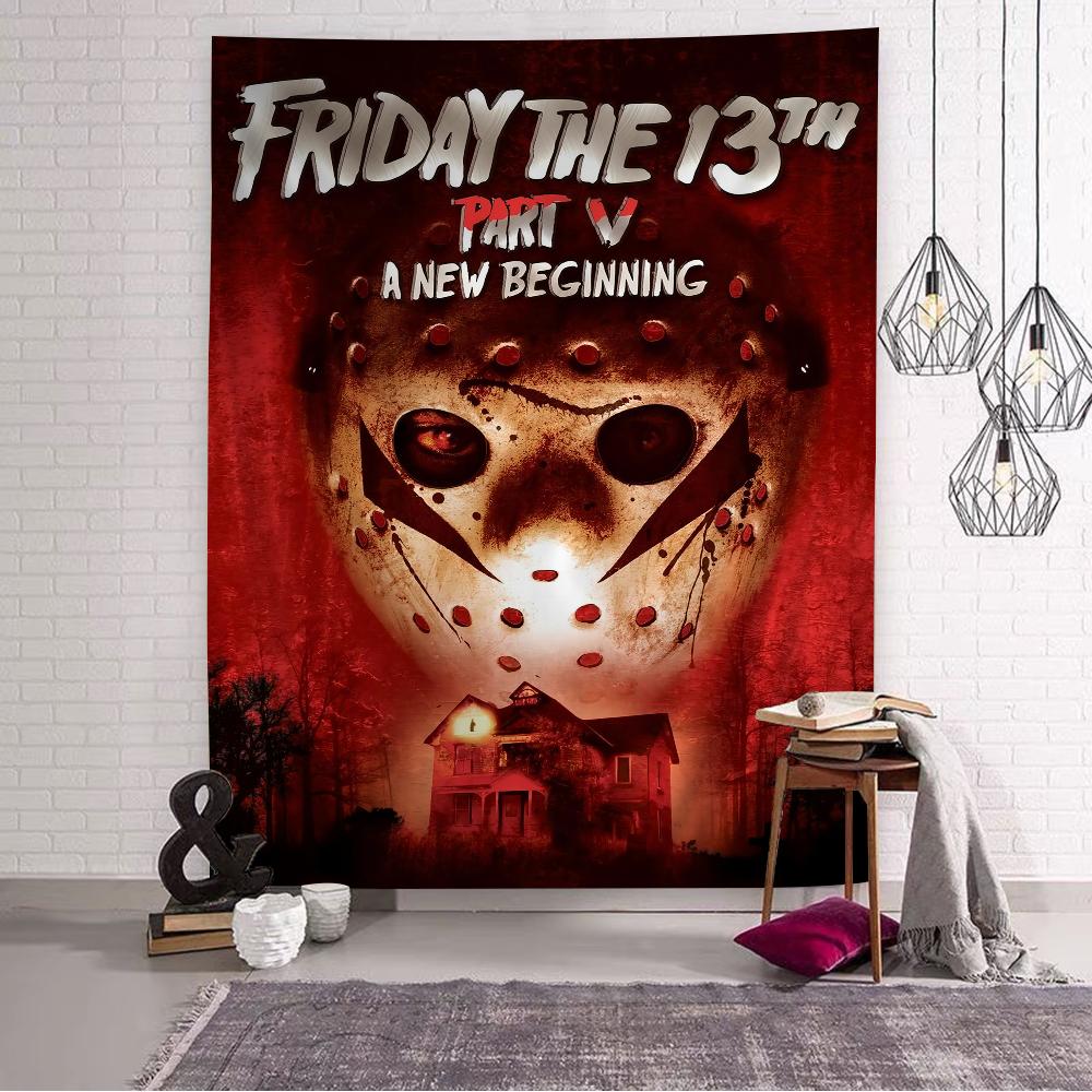 

Friday the 13th DIY Wall Tapestry Hippie Flower Wall Carpets Dorm Decor Wall Art Decor 74x94cm(29x37in)