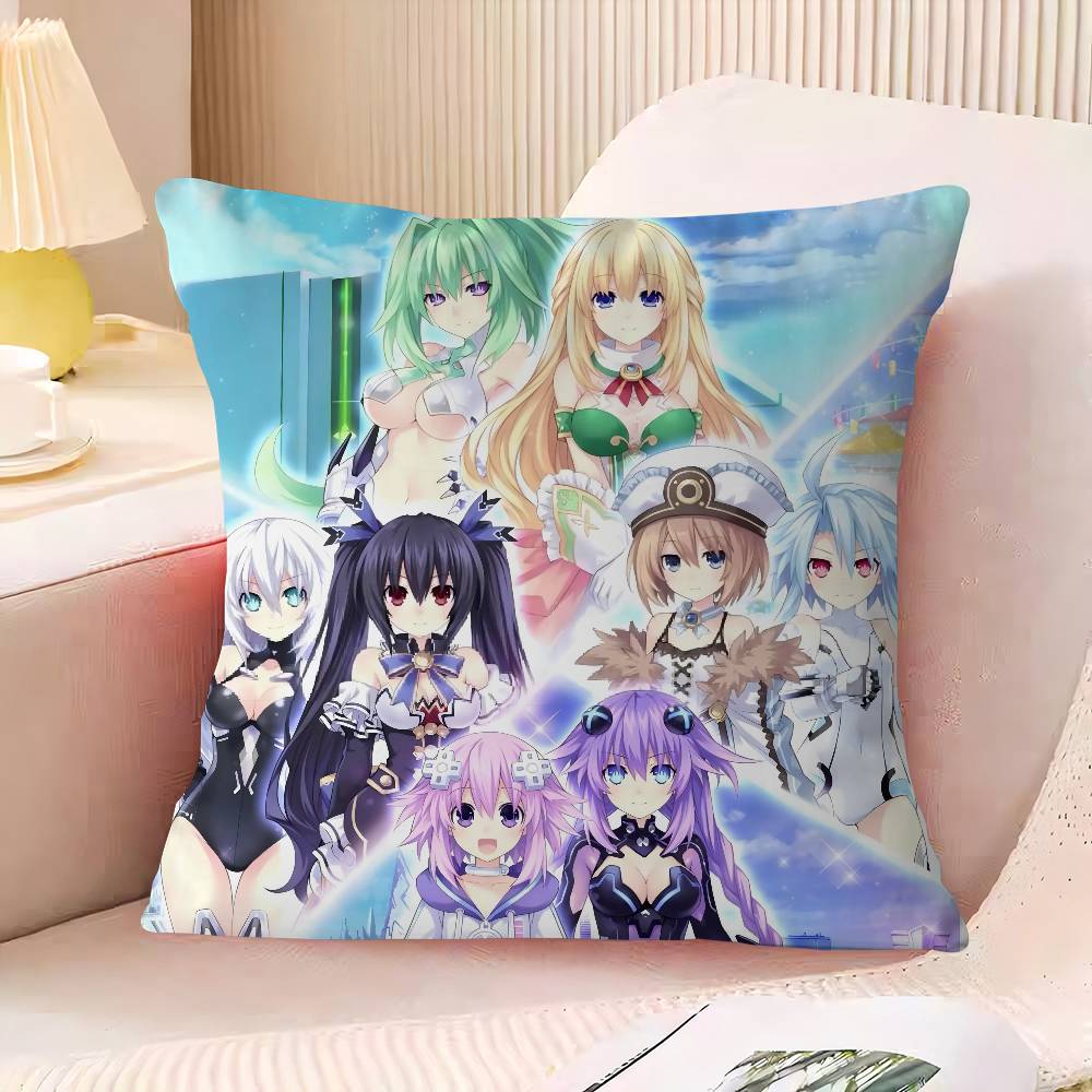 H-Hyperdimension N-Neptunia Cushion Cover Pattern Soft Plush Pillow Case For Home Living Room Sofa Deco