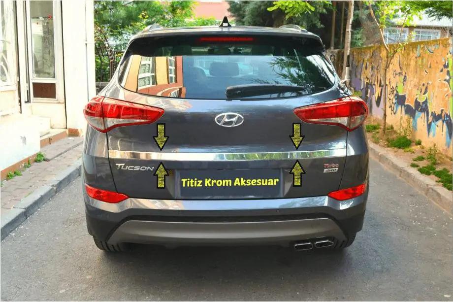 Кромка над номером (2015—2018, верхняя, широкая, нерж) для Hyundai Tucson TL 2016-2021 гг