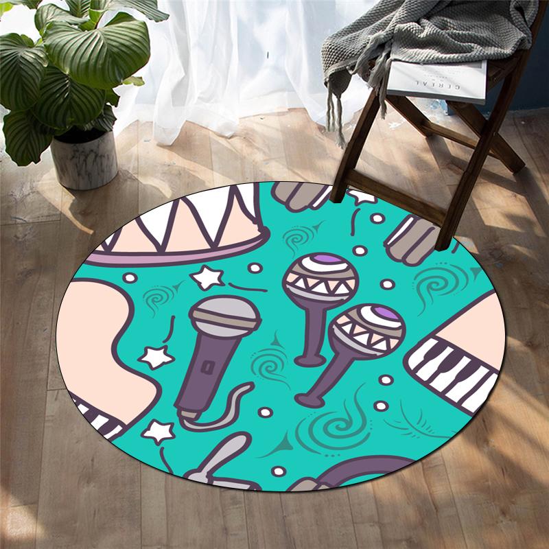 Cartoon-Druck Heimdekoration runder Teppich Wohnzimmermatte Kinderboden runder Teppich Yogamatte Schlafzimmer Gaming-Stuhlmatte