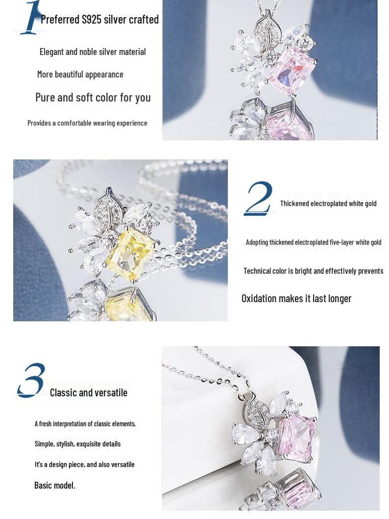 Sterling Silver Camellia Crystal Necklace: Versatile, High-End Clavicle Chain for Women, 2021 Style.