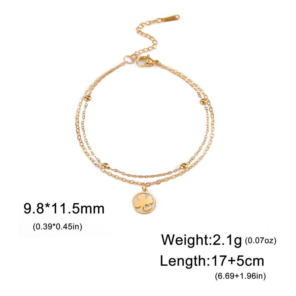 Cazador Four Leaf Clover Bracelet for Women Stainless Steel Lucky Jewelry Double Chain Bracelet on Hand Birthday Gift 2026 New