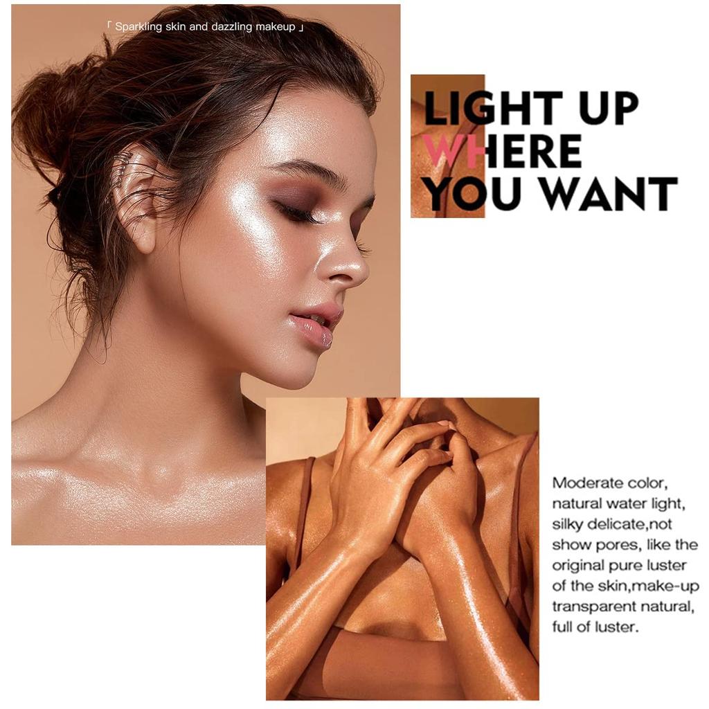 Wimode Highlighter Powder Stick, Shimmering Highlighter, Glow-inducing Brightening Body & Lip Makeup Kit (3#)