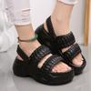Fashion Solid Chunky Platform Soft Eva Cloud Sandals Women Wedge High Heels Sandals Casual Back Strap Non Slip Height Increasing Shoes