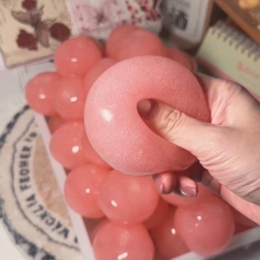 Shapeable Jelly Mochi Squeeze Translucent Pink Sensory Fidget Ball Peach Slushy Squishy  Studen