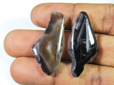 AAA Black Slice Dyed Druzy Agate 2 Matched Pair Fancy Loose Gemstone 14-19MM SK-2219