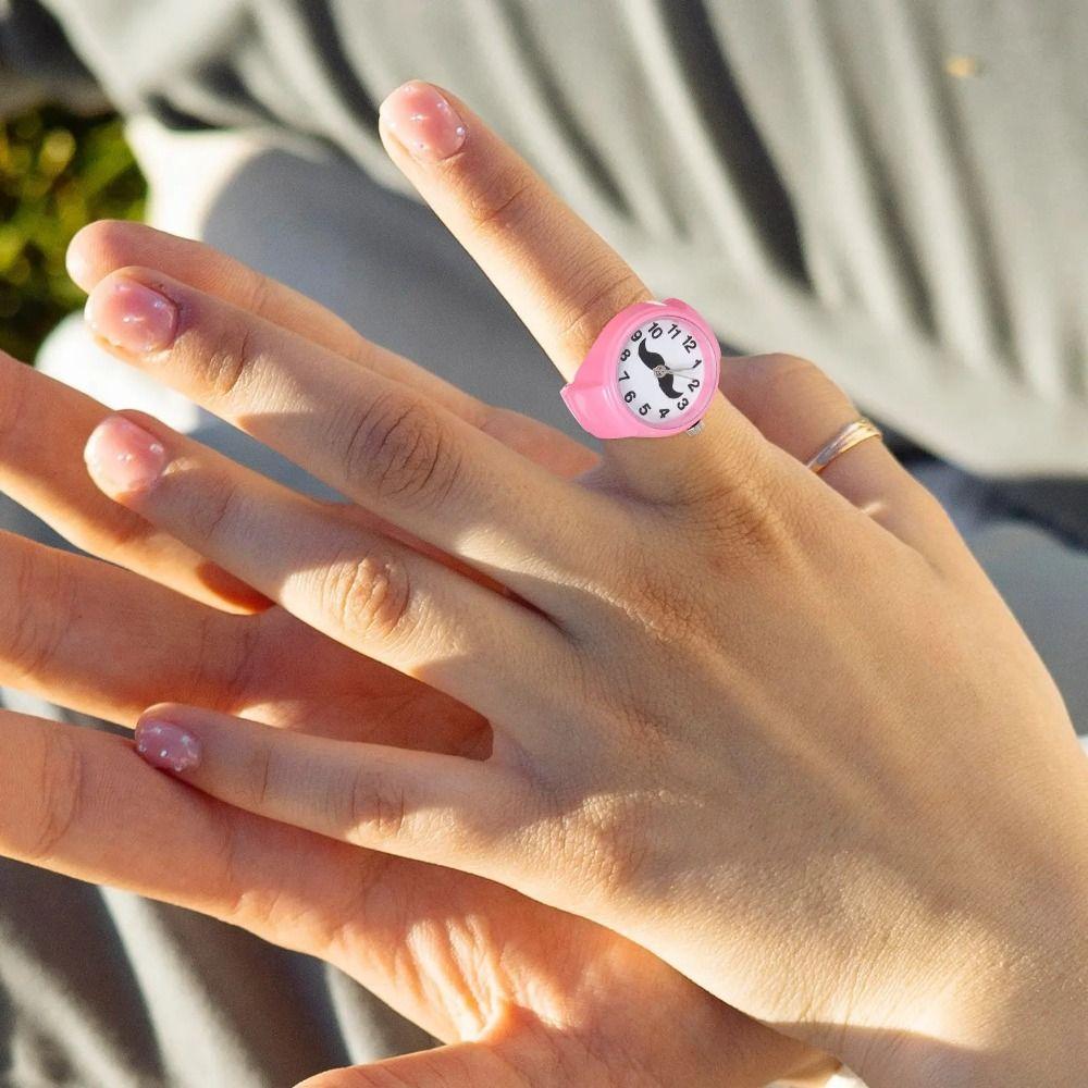 Elastischer Ringuhr Runde Dekorative Ringuhr Mode Fingerringuhr Schmuck