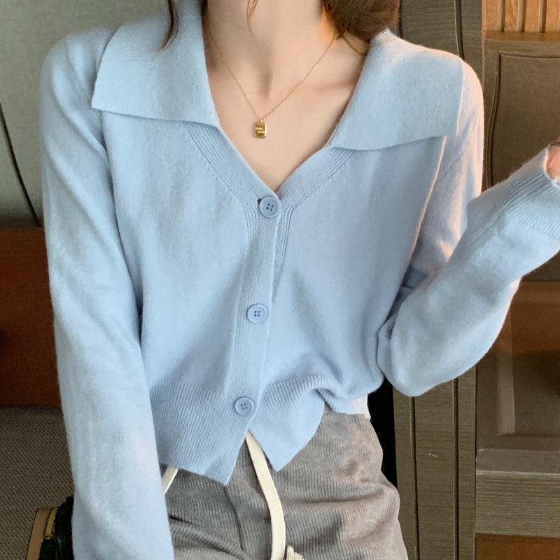 

Women Red Sweater Knit Cardigan Spring Outfits Turn Down Collar Elegant Top one size fits all