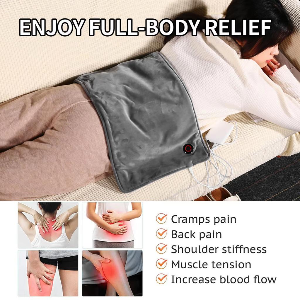 5V 2A 12x24 Inches Electric Blankets Heating Pad For Back/Shoulder/Neck/Knee/Leg Constant Temperature Type-C Waterproof Grey