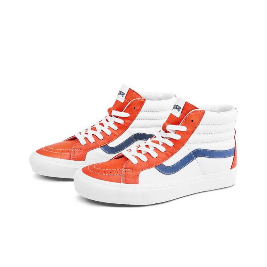 Vans Sk8 Reissue Vlt Lx High-Top Skate Shoes Unisex Sneakers White Orange VN0A4BVH22E
