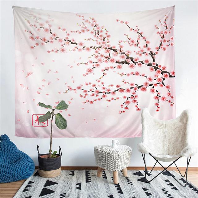 Cherry Blossom and Flower Printed Living Room Decoration Wall Hanging Tapestry Yoga Mat Rug Home Decor Art
